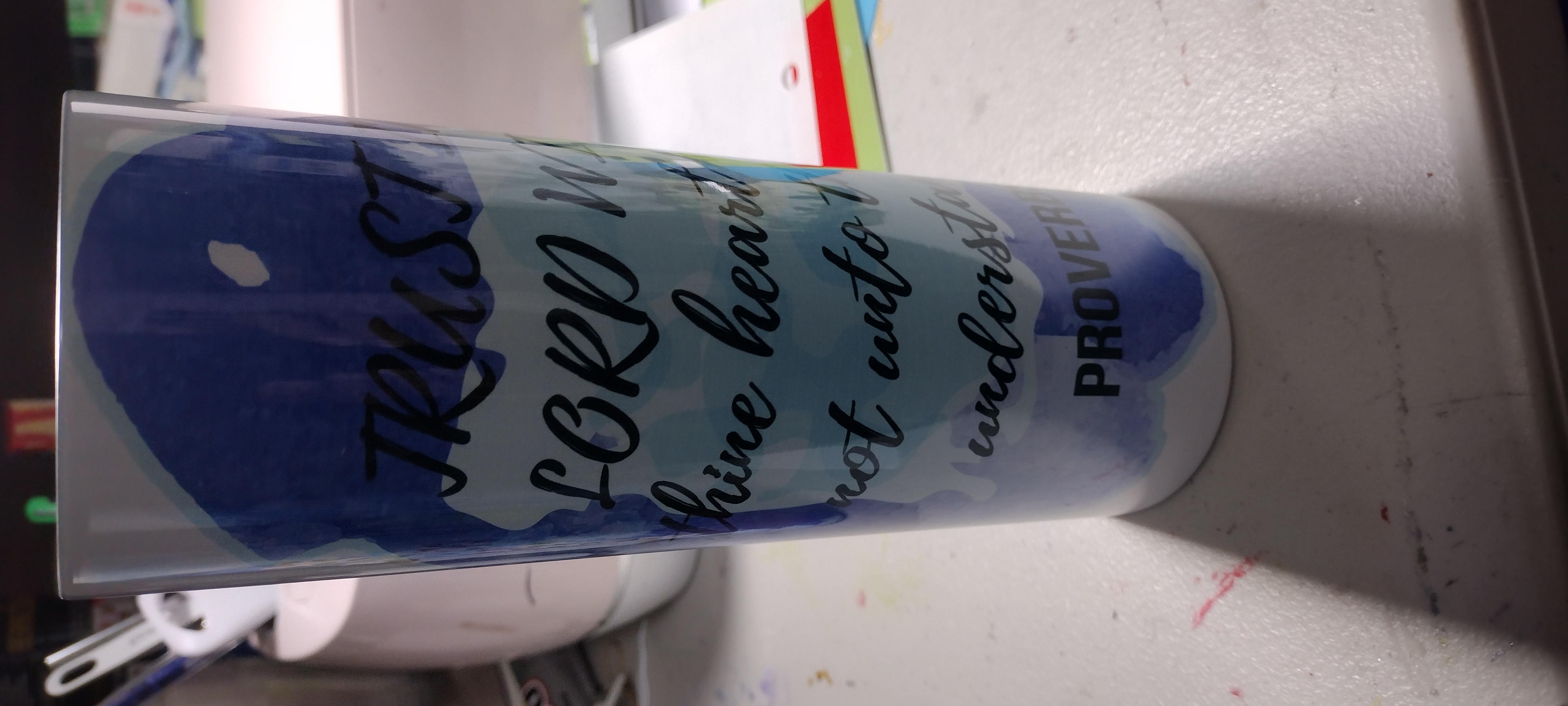 Handcrafted aromatherapy candle with scripture verse label